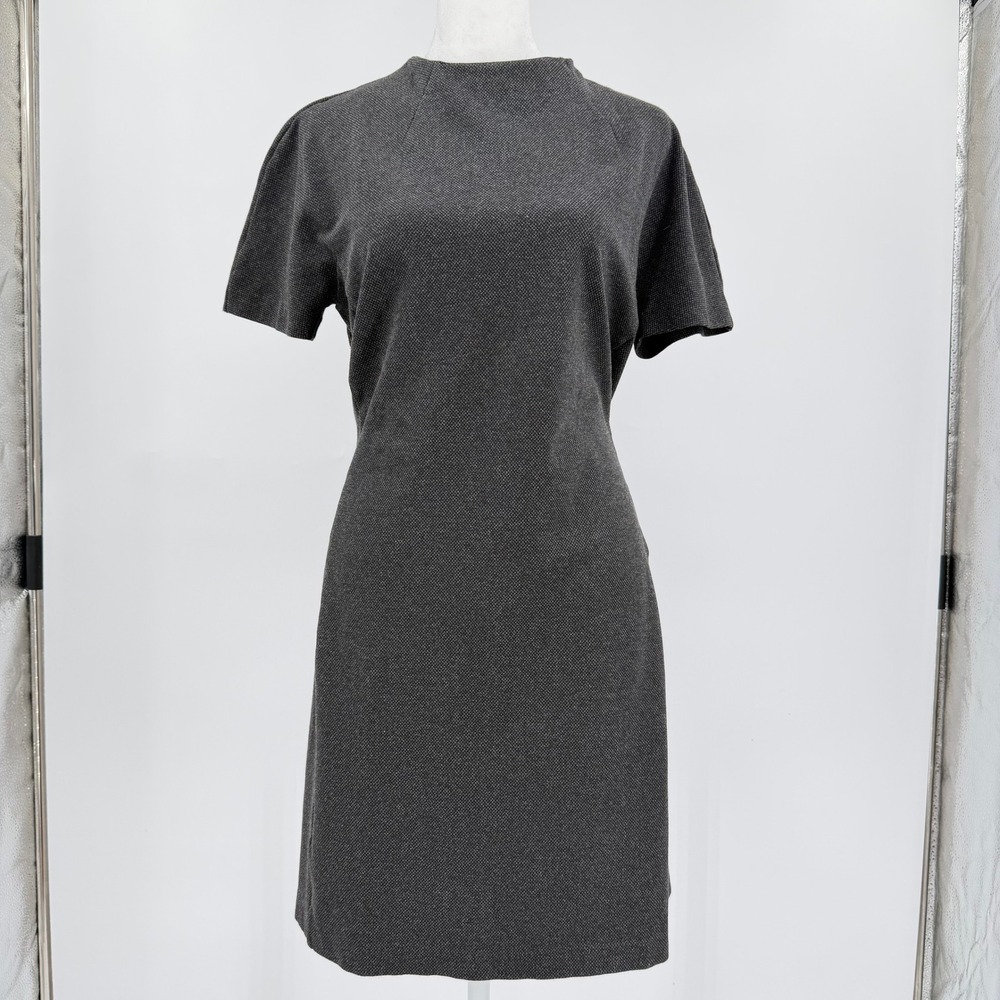 Theory Womens Gray Stretch Knit Short Sleeve Shift Dress Size Large